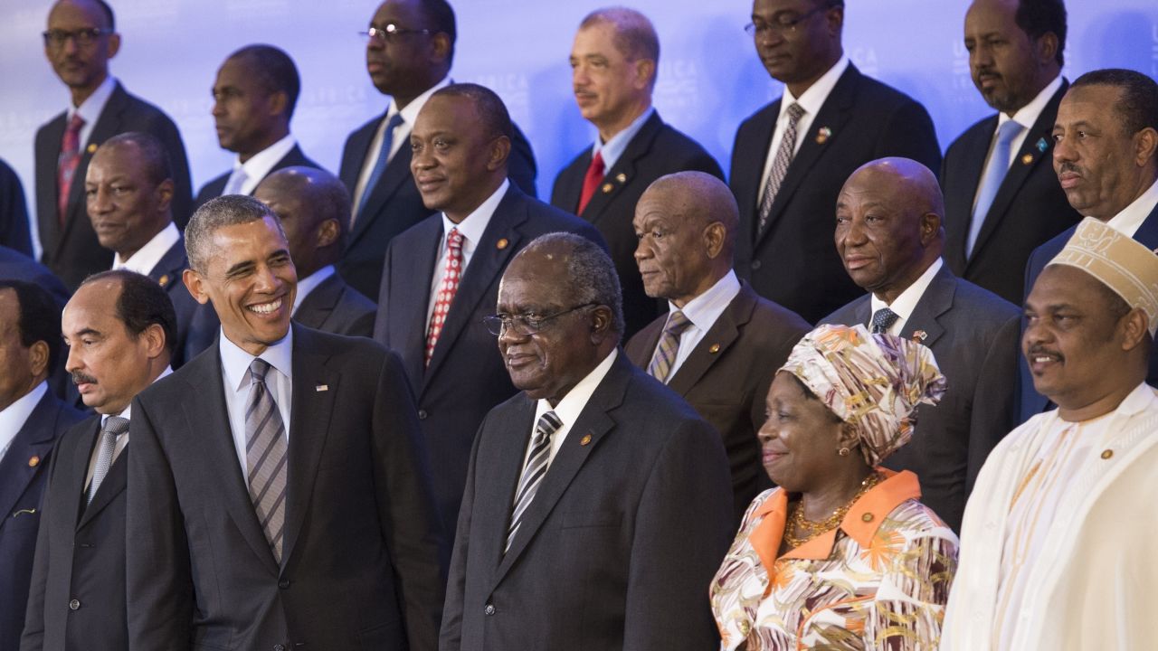 President Barack Obama greets leaders from Africa during a summit this week in Washington.