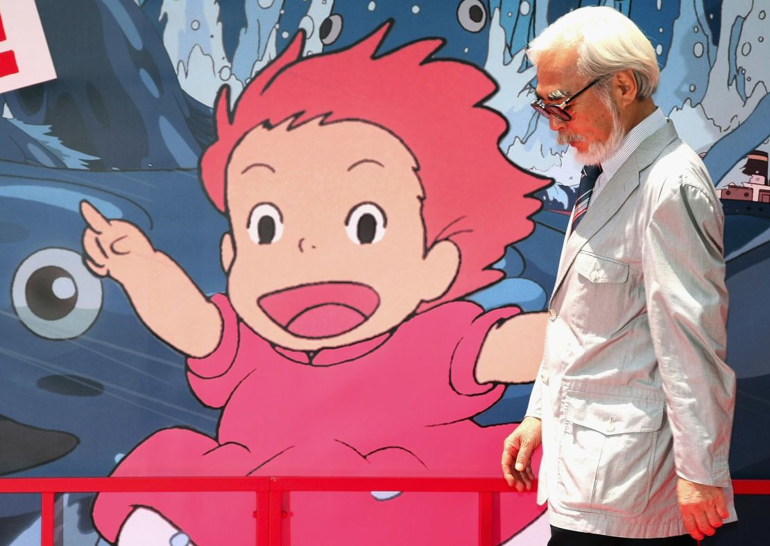 File: Hayao Miyazaki attends the opening of his film "Ponyo on the Cliff by the Sea" (2008).
