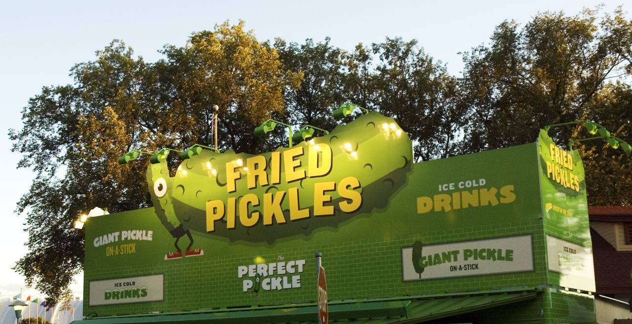 The greenest sign at the fair was a beacon for fried pickle -- or frickle -- enthusiasts everywhere.