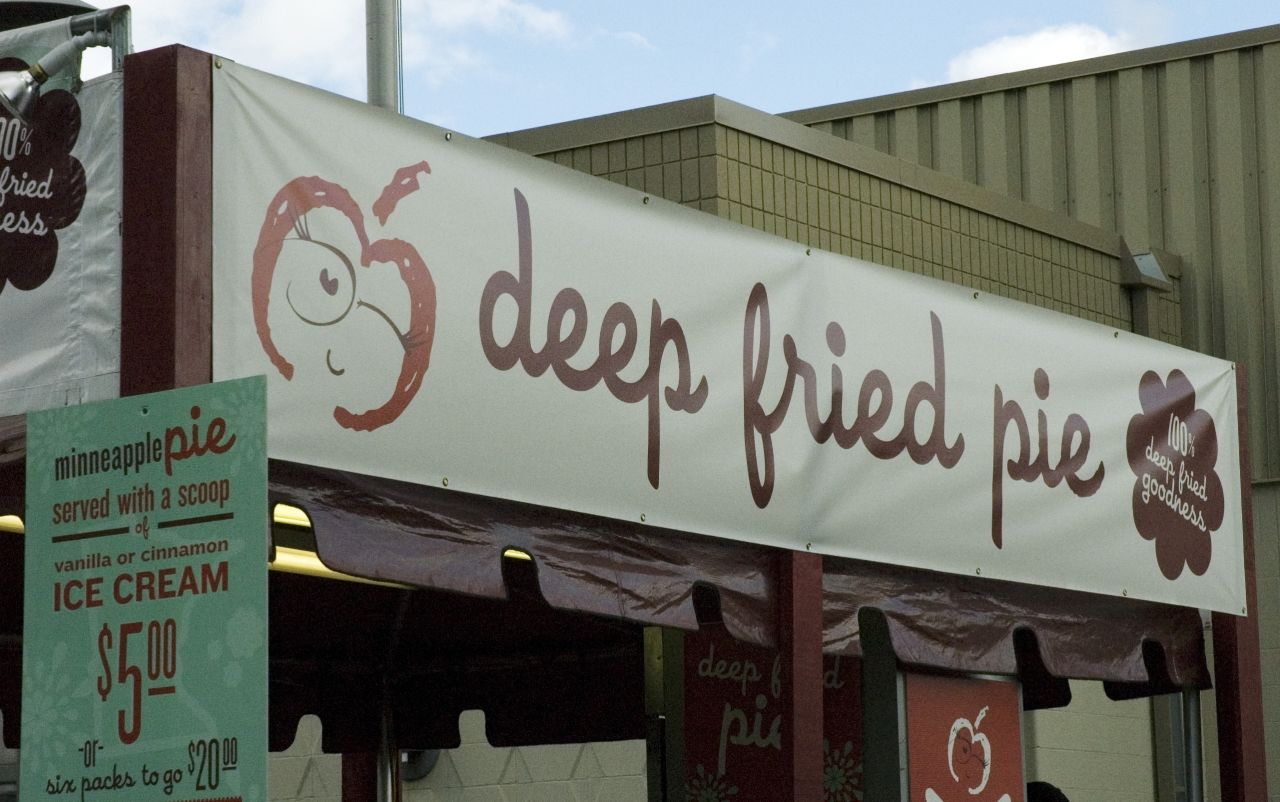 Just as the sign says, the State Fair's version of apple pie involved "100% deep fried goodness."