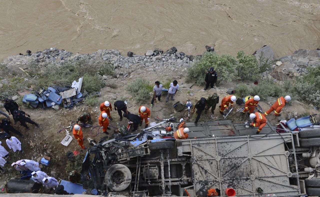 Xinhua reported that the bus carryied about 40 people.