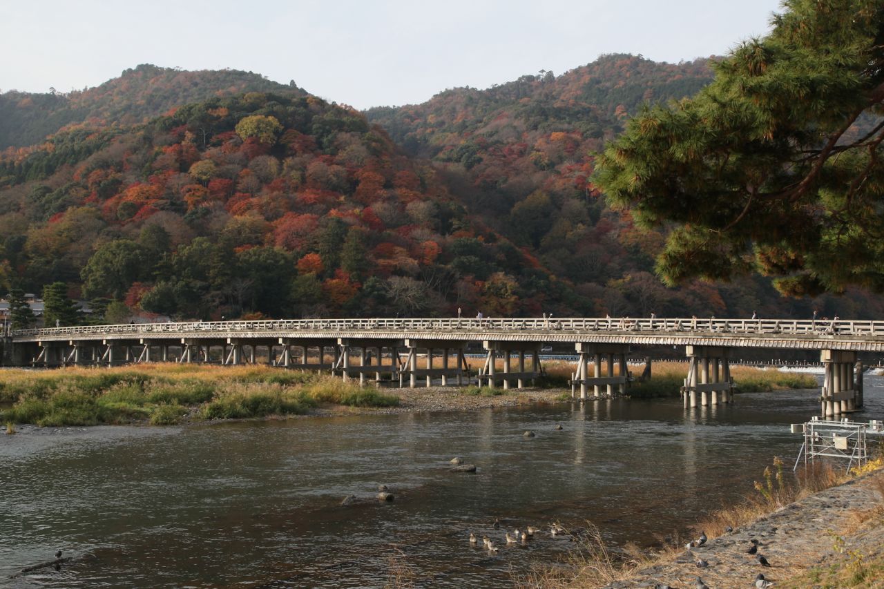 <strong>Togetsukyo Bridge: </strong>Arashiyama's main icon is the Togetsukyo Bridge (Moon Crossing Bridge), which flows over the Hozu River. Dating back to Japan's Heian Period (794-1185) it was reconstructed in the 1930s. 