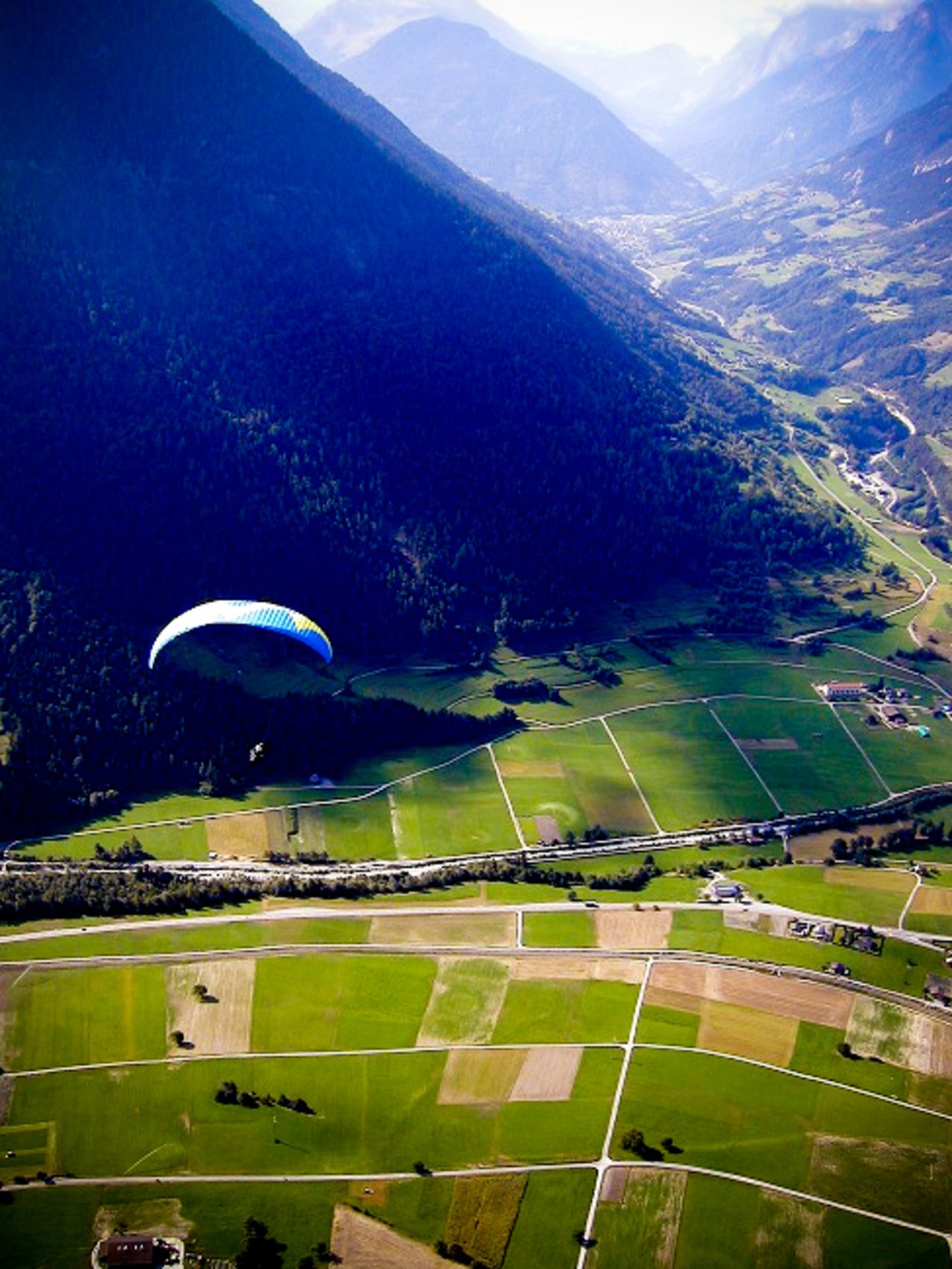 This is the stunning landscape viewed on takeoff from Verbier. Newbie pilots could be flying solo by the second day of their paragliding taster course. 