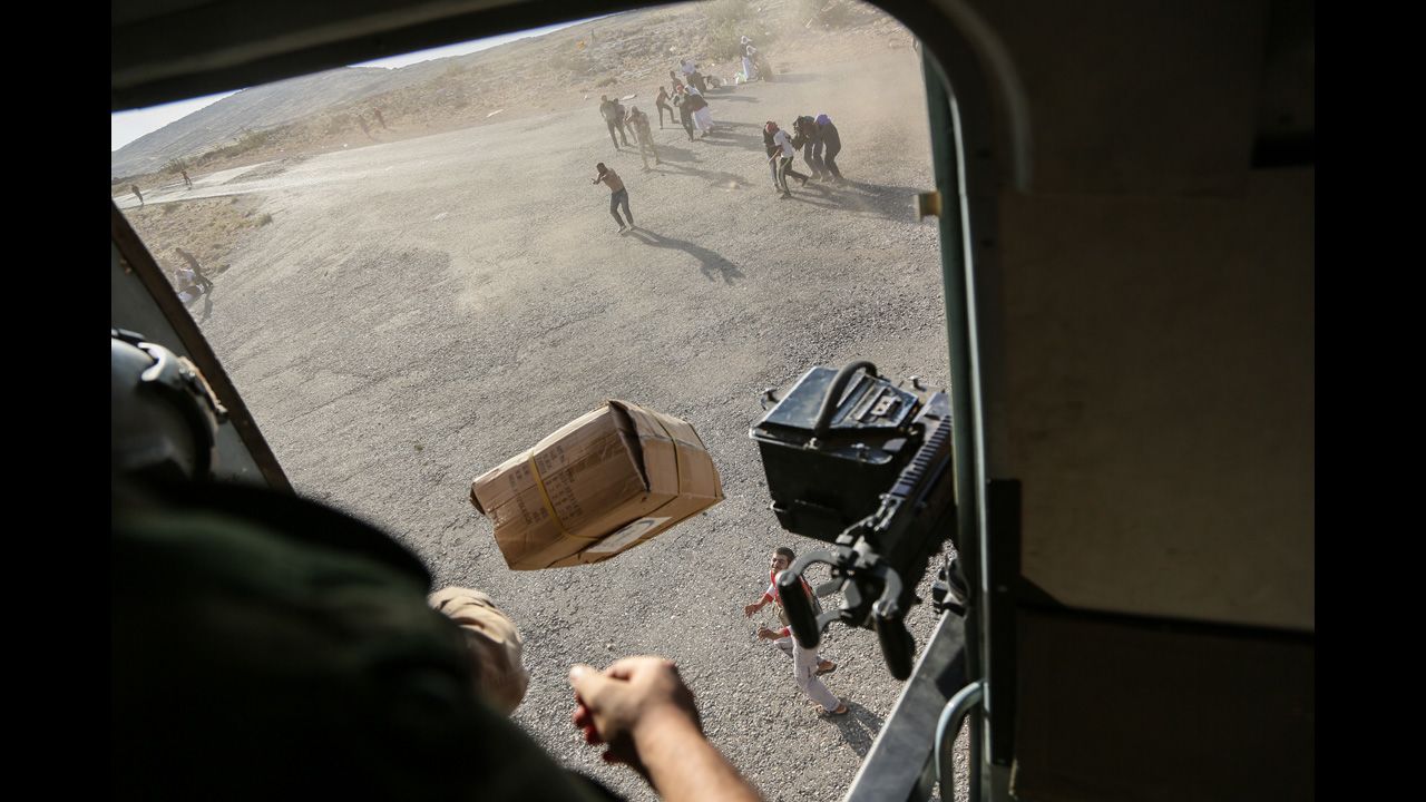 A CNN crew was on the flight, which took diapers, milk, water and food to the site. Thousands of people have been fleeing from the militant group ISIS, which has <a href="http://www.cnn.com/2014/06/13/world/gallery/iraq-under-siege/index.html">taken over large swaths of northern and western Iraq</a> as it seeks to create an Islamic caliphate that stretches from Syria into Iraq.