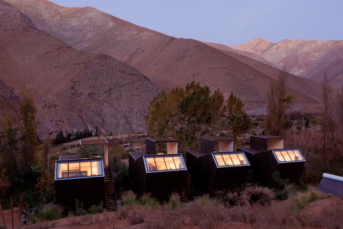 <em>Hotel Astronomico Elqui Domos, Chile</em><br /><br />This astronomers' dream-come-true can be found in the semi-arid grandeur of the Elqui Domos valley, which dips in between the Andes and La Cordillera de la Costa, and provides more than 300 clear days a year to stargaze.<br /><br />The specially designed observatory cabins allow visitors to observe the splendor of the constellations without leaving the comfort of their bed.