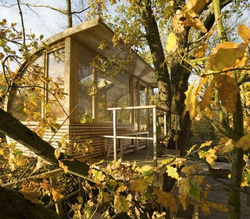 <em>Between Alder and Oak, Germany</em><br /><br />This tree house, situated between an Alder tree and an Oak tree, as its name suggests was designed and built by <a  target="_blank" target="_blank">Baumraum</a> a German architectural practice with a pedigree of building bespoke structures in trees.<br /><br />Nestled in the treetops and giving panoramic views of the fields and woods of Lower Saxony, it is perhaps an adult manifestation of a child's dream come true. 