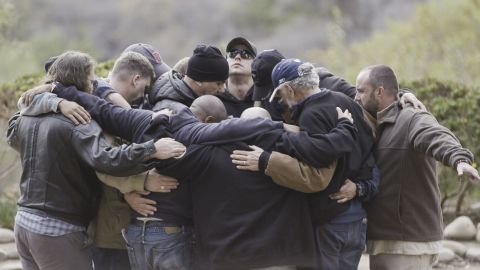 A Save a Warrior class for veterans in California forms a support circle.  