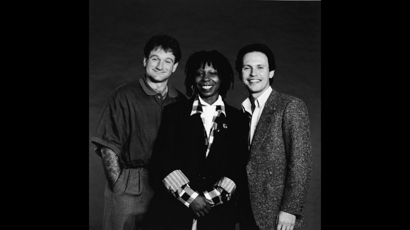 Robin Williams was honored during 2014's Emmy telecast with a tribute led by friend Billy Crystal, who hosted the "Comic Relief" benefits with Williams and Whoopi Goldberg (seen here in 1986). 
