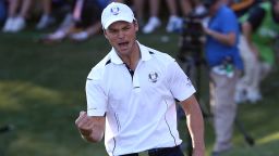 Martin Kaymer shows how much holing the winning putt at the 2012 Ryder Cup meant to him.