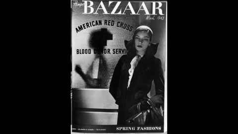 Bacall appears as a model on the cover of Harper's Bazaar magazine in March 1943.   