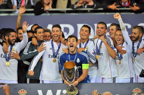 Real Madrid captain Iker Casillas lifts the first trophy of Real's season, with another five on offer.