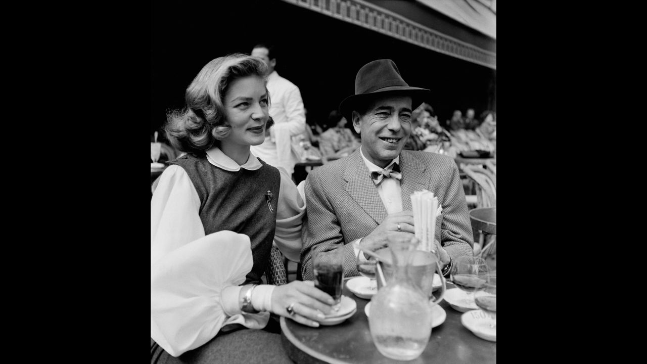 Bogart and Bacall in a cafe In Paris in 1950. 