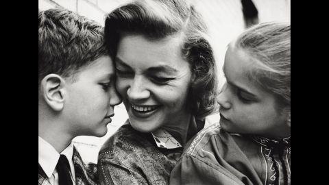 Bacall and her children Leslie and Stephen in New York in 1960. 