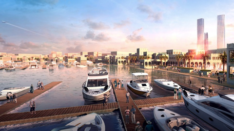 The city is being integrated with the surrounding Gulf via man-made islands, canals, marinas and other water features.