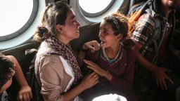 Aug 14, 2014, Iraq, Kurdistan, Zakho.
Aziza Hamid, 15, on the helicopter minutes after been rescued crying for her father who was still in Sinjar.
Aziza was rescued from Sinjar mountain and now lives in a derelict building that houses more than a thousand other refugees.
Photo by Warzer Jaff for CNN