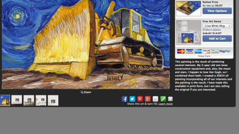 "Vincent Van Dozer" is Janney's second truck painting.