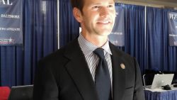 Republican Congressman Aaron Schock of Illinois smiles during an interview with AFP at the Convention Center in Tampa, Florida, on August 28, 2012 during the Republican National Convention.