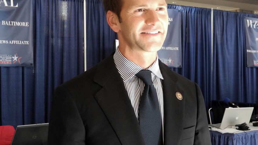 Republican Congressman Aaron Schock of Illinois smiles during an interview with AFP at the Convention Center in Tampa, Florida, on August 28, 2012 during the Republican National Convention.