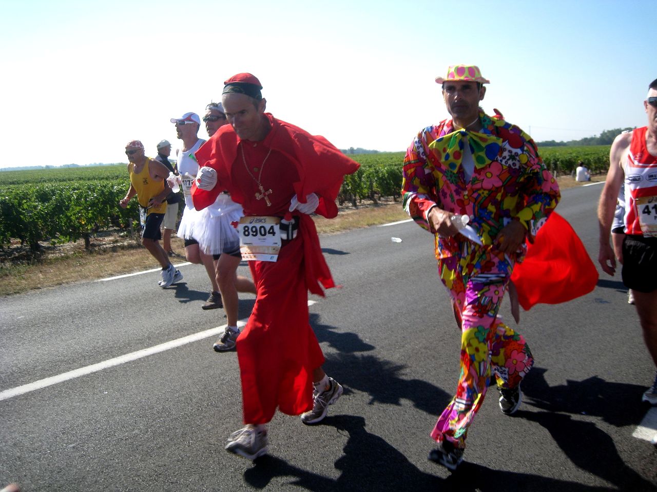 Steak, ice cream and oysters are some of the more lavish refreshments offered to runners of the Medoc Marathon.
