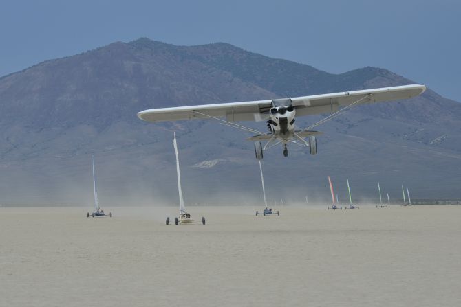 Is it a boat? Is it a car? In fact, it's a little bit of both. Welcome to the Landsailing World Championships, held in July in the sweltering Nevada desert. 