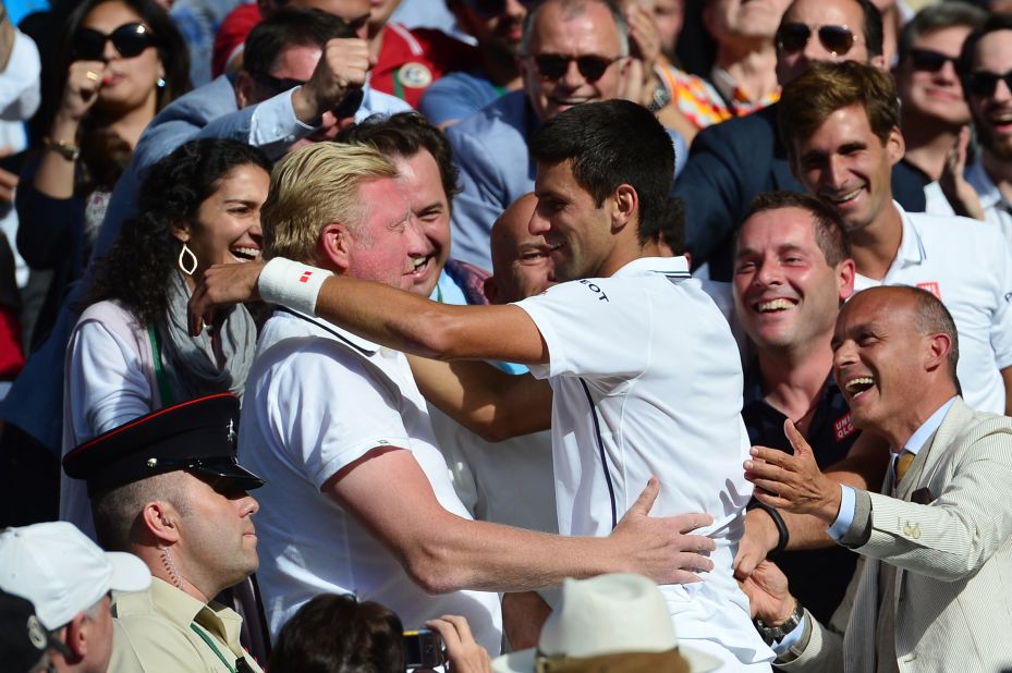Novak Djokovic won his first grand slam title since hiring Boris Becker as coach at Wimbledon in July 2014.  The pair have been working together since December 2013.