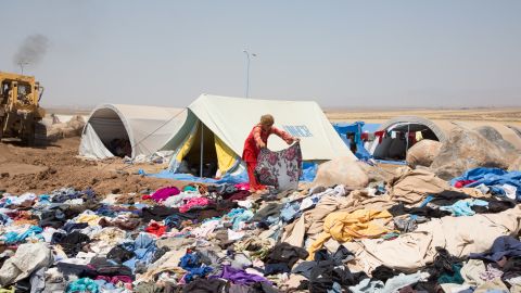 Displaced Yazidis in a refugee camp in Kurdistan.