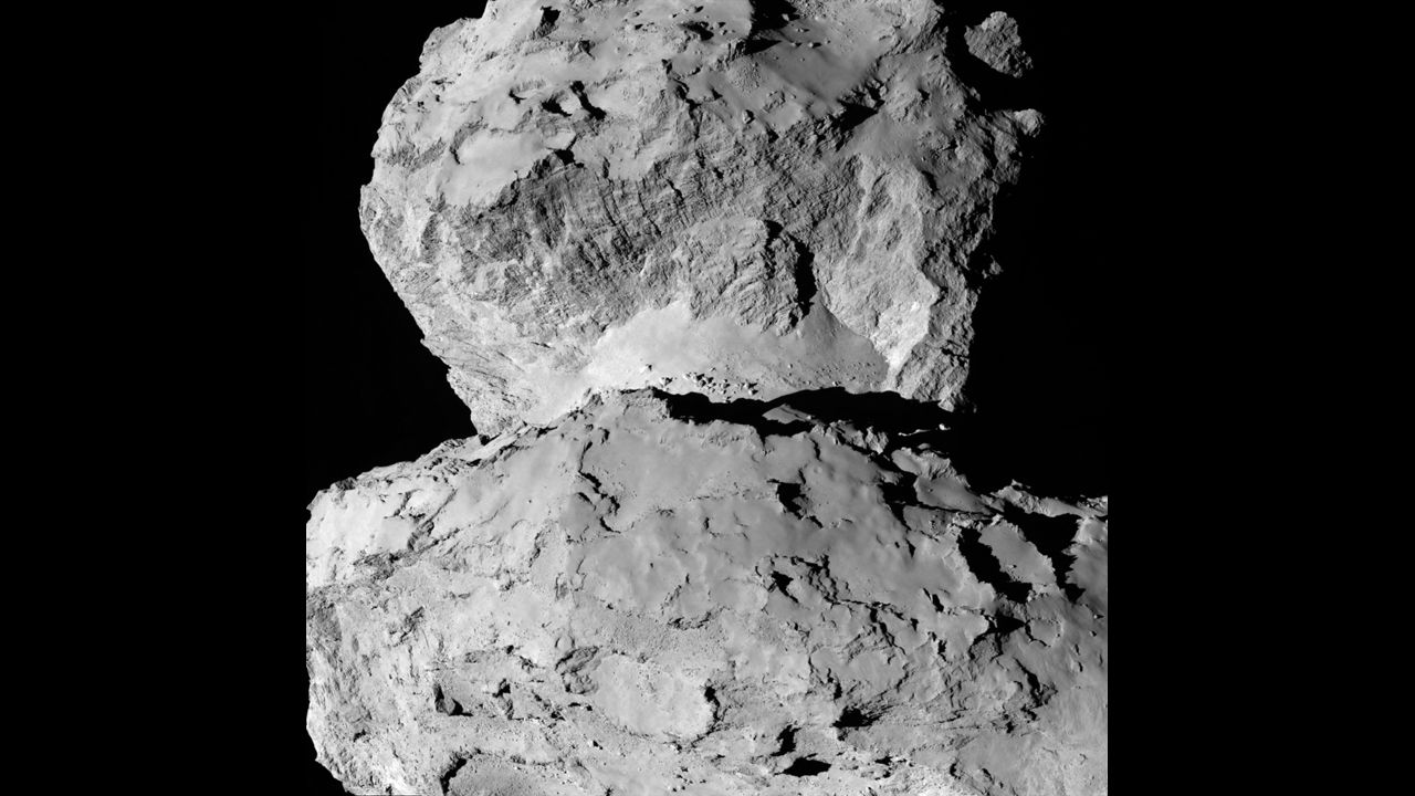 This image, captured August 7, 2014, shows the diversity of surface structures on the comet's nucleus.