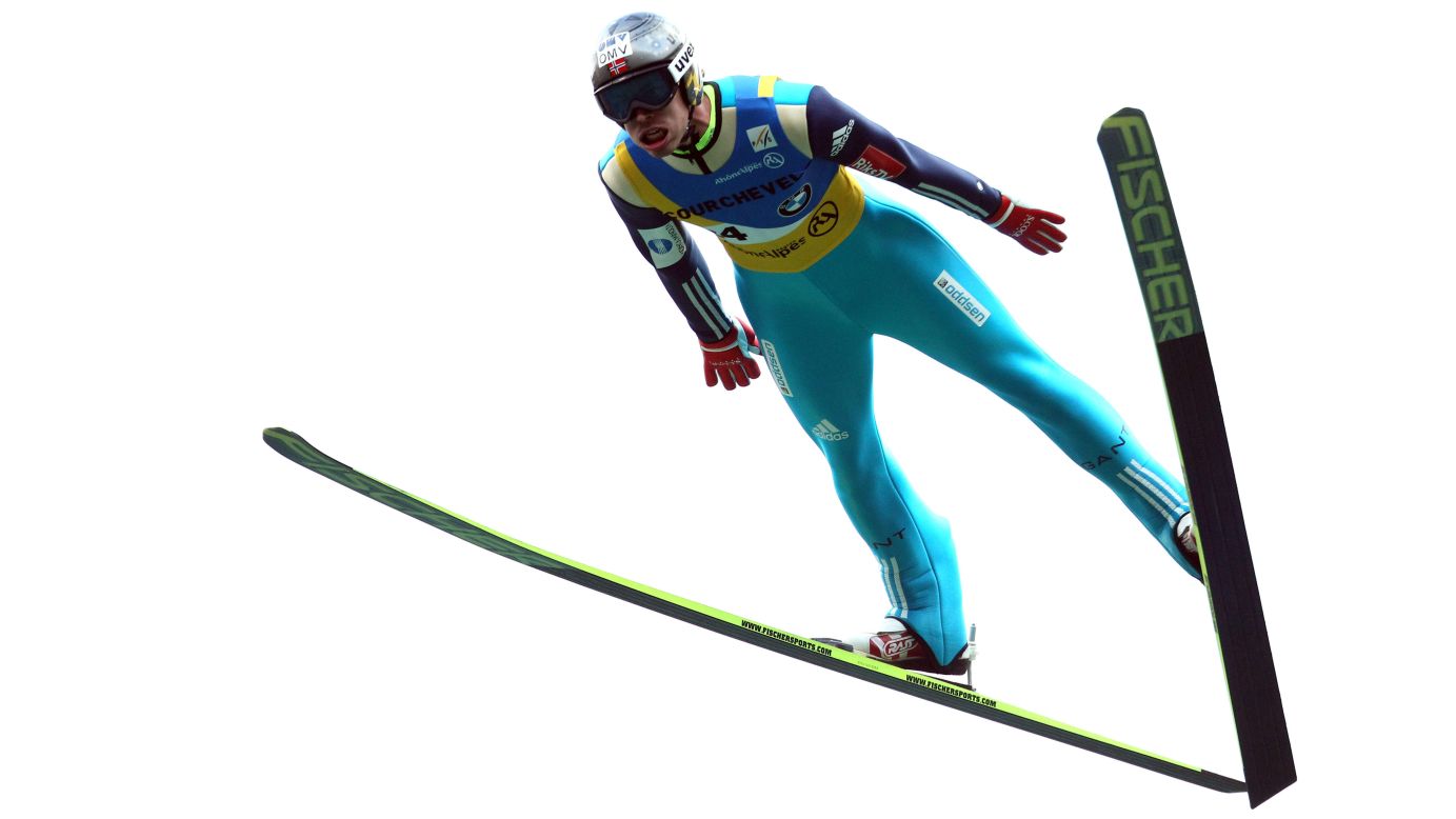 Andreas Stjernen of Norway takes first place in the FIS Ski Jumping Grand Prix held Friday, August 15, in Courchevel, France.