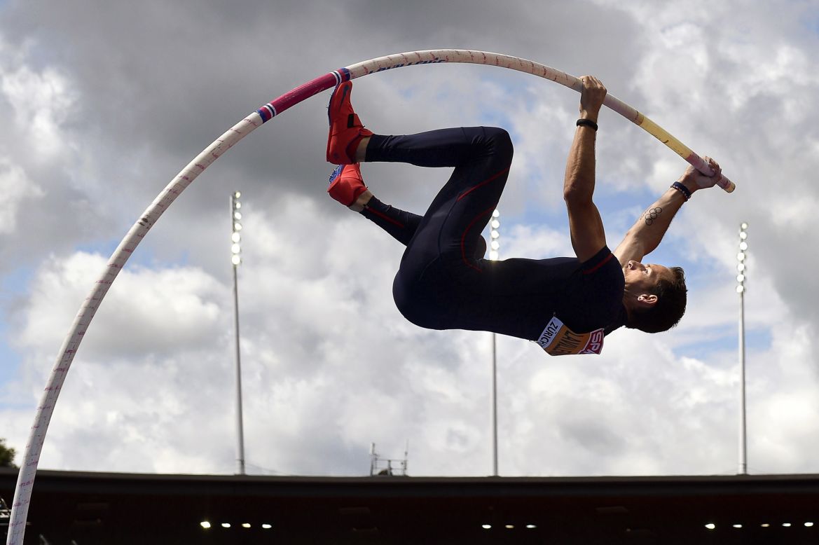 France's Renaud Lavillenie competes in pole vault qualifying Thursday, August 14, at the European Athletics Championships in Zurich, Switzerland. He would go on to win gold in the event.