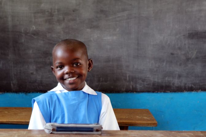 Proud e-reader owner Veronica Adhiambo, 8, wants to become a teacher.