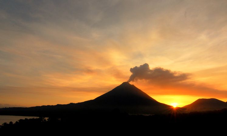 Costa Rica's Arenal volcano is known for its continuous pyroclastic and lava flows. The area is filled with wildlife like parrots, howler monkeys and deer.