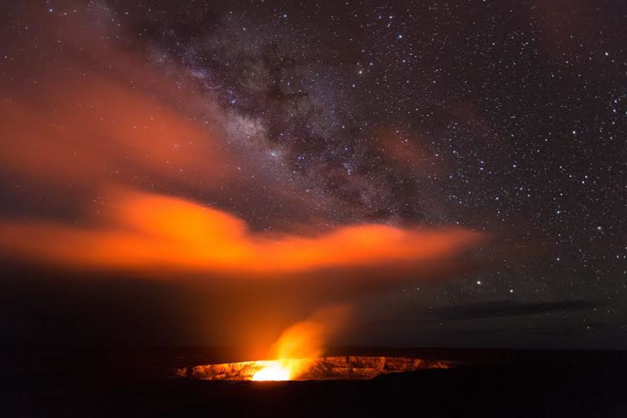 Standing proud at 4,200 feet, Kilauea's "lava lake reflects its fiery colors onto the plume and into the night sky, creating an amazing glow show," says Eric Leifer, tour guide at KapohoKine Adventures and a National Geographic explorer.