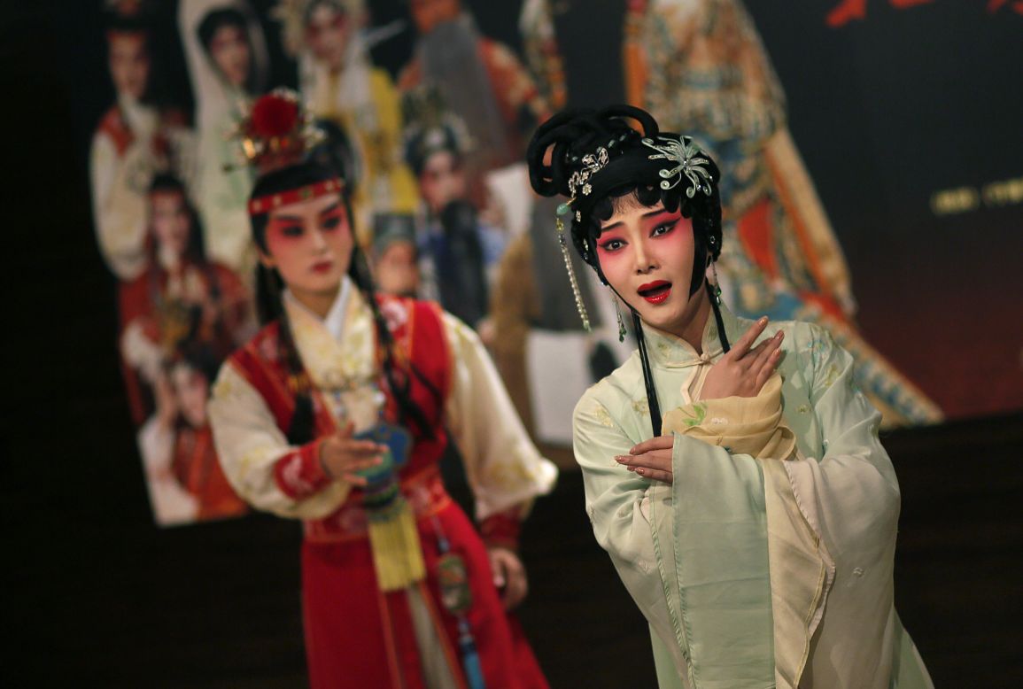 AUGUST 19 - TAIPEI, TAIWAN: An actress rehearses a scene from the Chinese opera "A Dream of Red Mansions" at the National Theater on August 18. The piece, written by author Cao Xueqin in the second half of the 18th century, is known as one of the greatest achievements in Chinese literature. Its opera adaptation will be performed from 19 - 24 August in the city. 