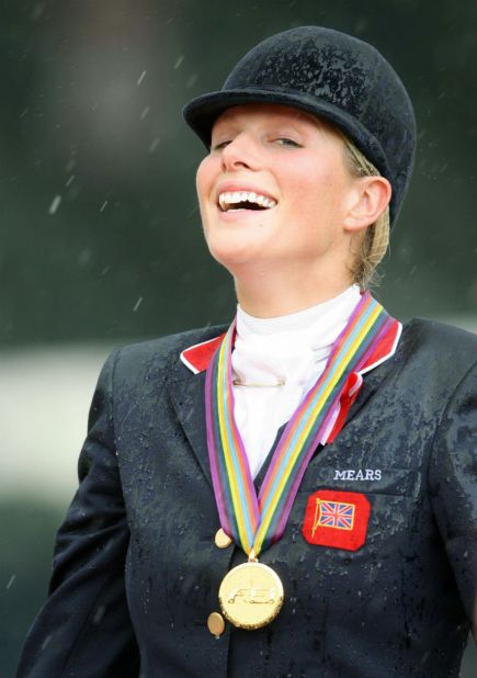 Phillips later found herself drenched when a storm rolled across the outdoor venue during her medal ceremony. She returns to the World Equestrian Games as a part of this year's British eventing squad.
