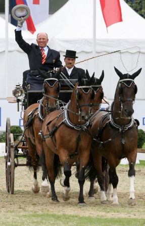 Carriage driving looks like a picture of calm in moments like this, during the dressage section of the event.