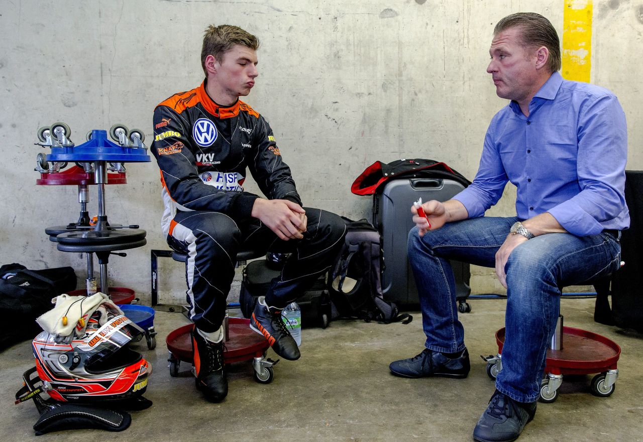 "We did everything together to get here," says Verstappen of his father Jos, seen here during his son's 2014 Formula Three season. "He was pushing for it. But the first time I drove an F1 car he was really nervous."