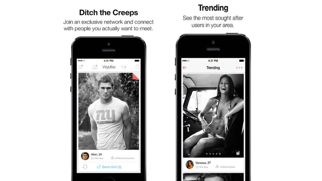 The Wyldfire app allows female users to invite only the men who they would want their friends to date into the dating pool. The matchmaker site likes to take things offline too by offering local meetup events for its users.