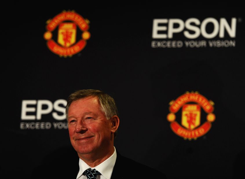 Former Man Utd manager Alex Ferguson was all smiles as a deal was announced in 2010 for Epson to become the official office equipment partner for the EPL giants. 