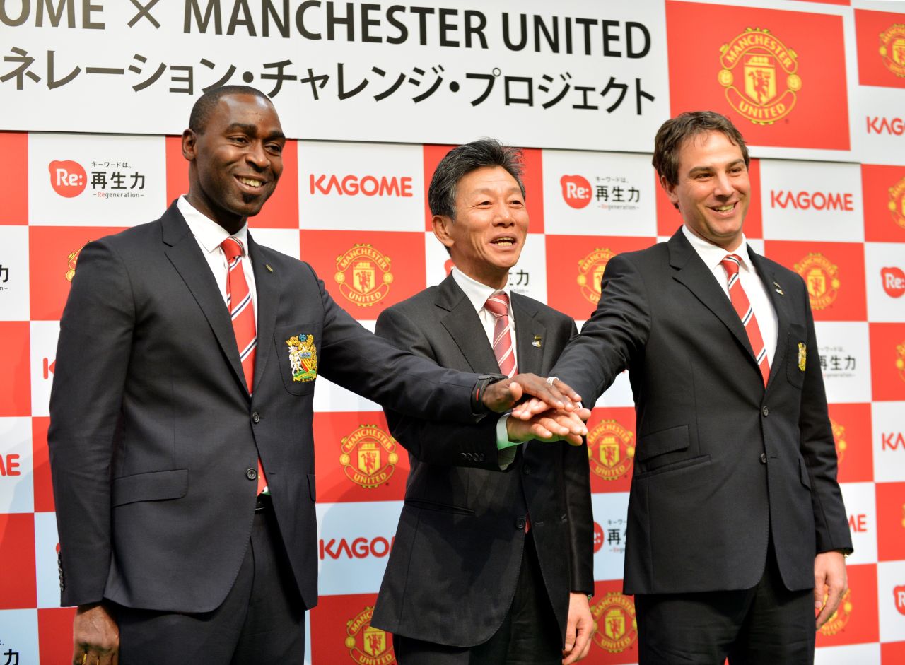 Former United star Andy Cole (left) was on hand to announce a local commercial tie up with Japanese food company Kagome.