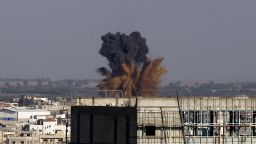 Smoke billowS following an Israeli air strike in Rafah in the southern of Gaza Strip, on August 19, 2014.