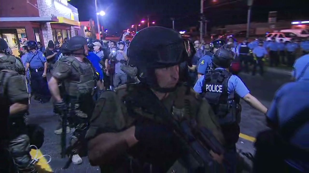 Ferguson police at protests Tuesday night