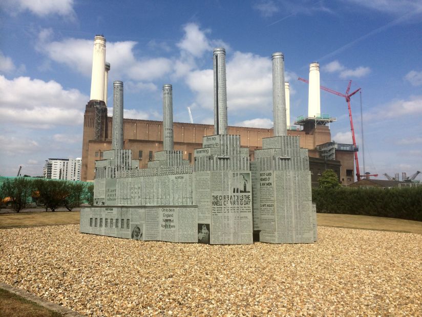 In the opening ceremony for the 2012 Olympics in London, Battersea Power Station was included as one of the city's seven most iconic buildings. This model, used in the ceremony, now stands in the grounds of the building.
