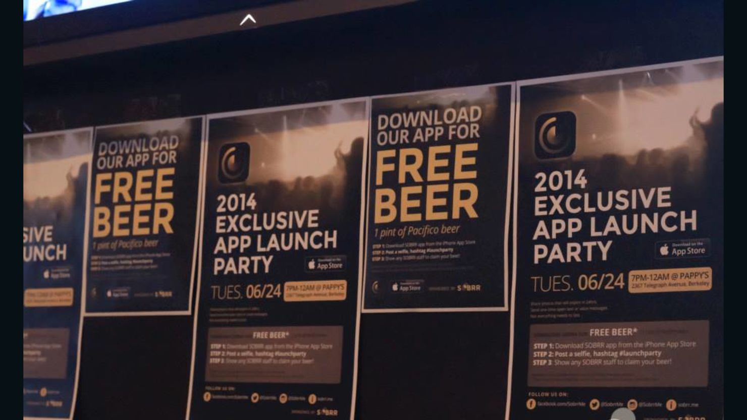 Sobrr's launch party in June offered free beer, appropriate for an app that helps hide the evidence of users' wild nights out.