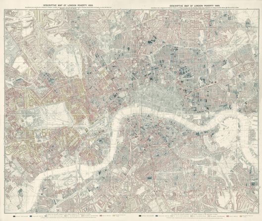 <strong>Rich and poor alike</strong><br />This map, drawn by Charles Booth in 1899, was the first "poverty map" of London. It was a sociological map that depicted areas of "chronic want" in black, and wealthy districts in gold. Interestingly, the distribution of wealth around the city in many ways resembles the London of 2014. Areas like Notting Hill and Chelsea were the richest in that period and, although both fell from fashion at points in the intervening period, they are now also among the most expensive today.