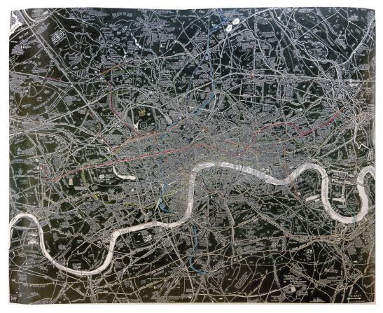 <strong>London underground</strong><br />This 2012 map by Stephen Walters depicts "subterranean London", and is thematic and whimsical in nature. It shows Tube lines, underground rivers, the sewer system, Government tunnels and bunkers. It also includes several unsolved murders and pagan burial sites.