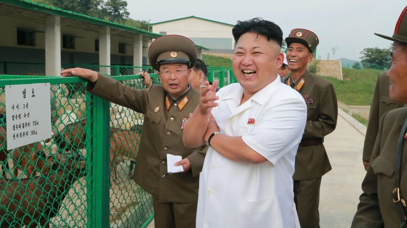 In this photo provided by the state-run Korean Central News Agency on Thursday, August 21, North Korean leader Kim Jong Un visits an animal breeding station run by the army in Pyongyang, North Korea's capital.