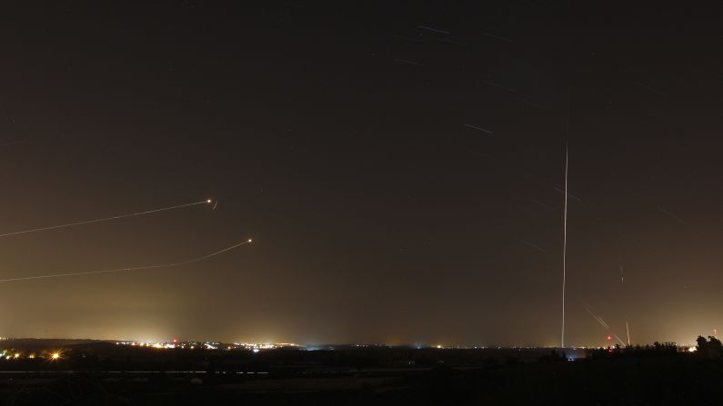 Missiles from Israel's Iron Dome defense system are fired to intercept rockets launched from Gaza before a five-day ceasefire was due to expire on Tuesday, August 19. <a href="http://www.cnn.com/2014/08/15/world/gallery/week-in-photos-0815/index.html">See last week in 29 photos</a>
