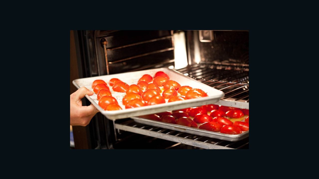 Oven roasted tomatoes are high in lycopene, an antioxident that may reduce risk for Alzheimer's and cancer.