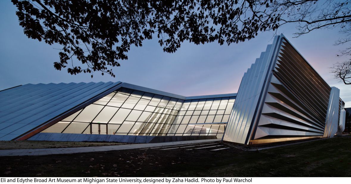 Michigan State University's new Eli and Edythe Broad Art Museum is the first-ever university building designed by Pritzker Prize-winning architect Zaha Hadid.