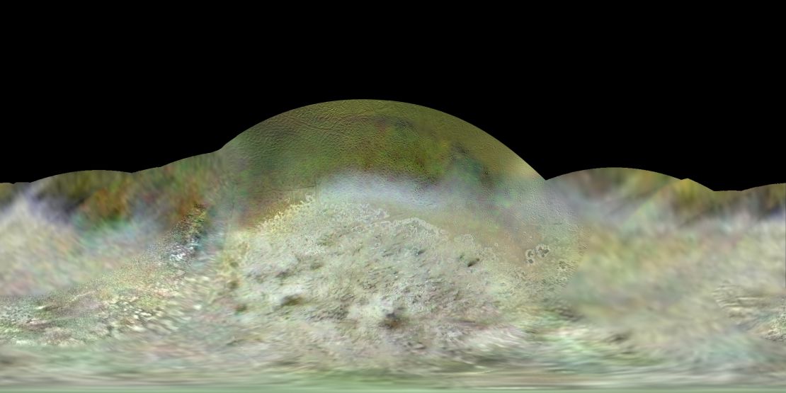 NASA released a global color map of Neptune's moon, Triton, to mark the 25th anniversary of Voyager's fly-by of the planet and its moon.